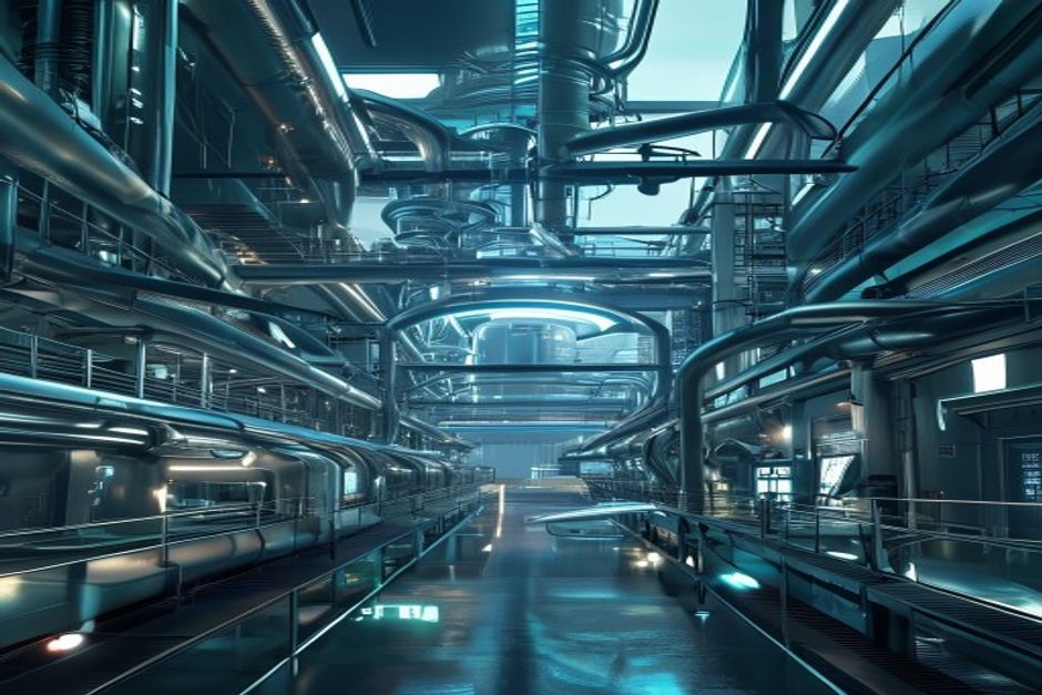 Biotech factory futuristic
