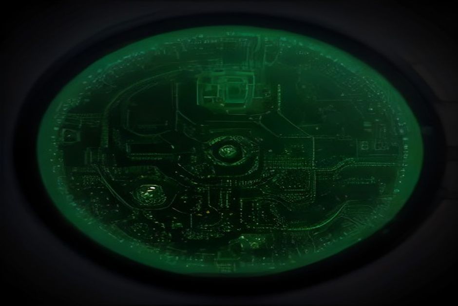 Futuristic circuit board landscape