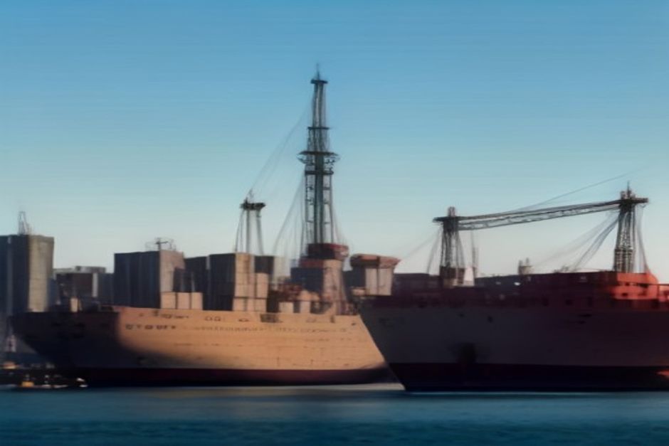 Modern shipyard cranes large vessels
