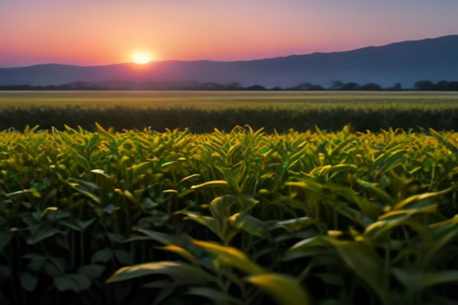 tobacco field sunset