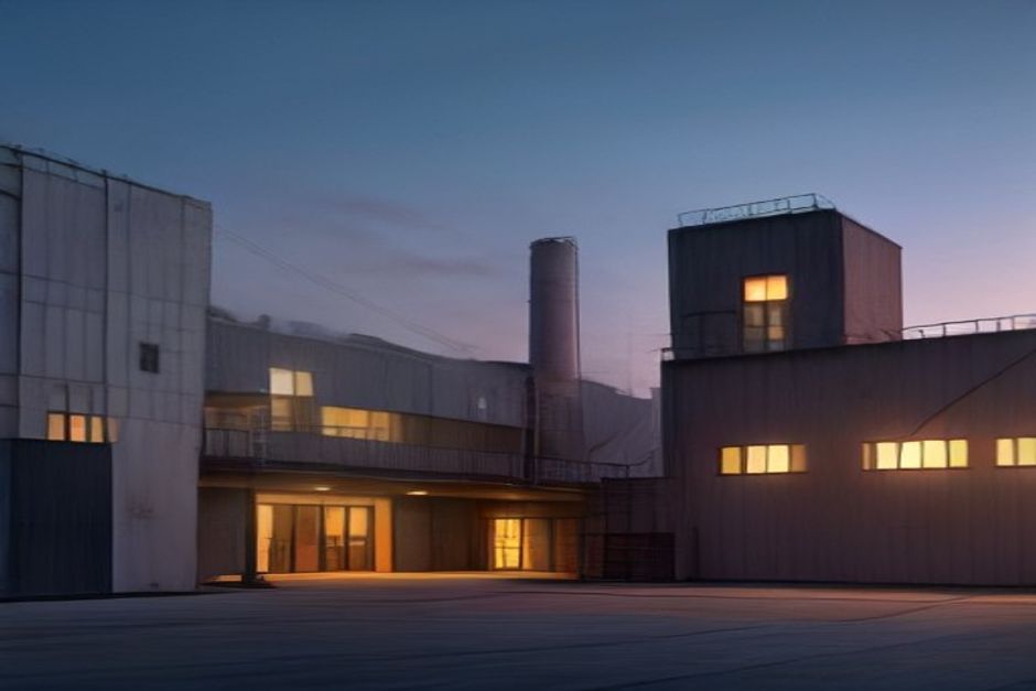 modern factory twilight
