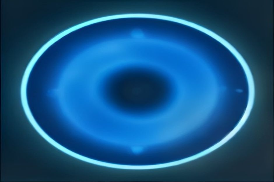 Semiconductor wafer glowing blue